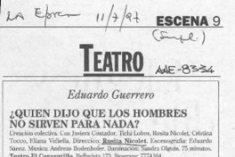 Quién dijo que los hombres no sirven para nada?  [artículo] Eduardo Guerrero.