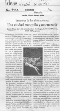 Un ciudad tranquila y amenazada  [artículo] Eduardo Guerrero del Río.