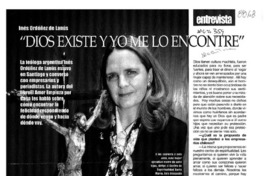 "Dios existe y yo me lo encontré"  [artículo] Eugenia Martínez.