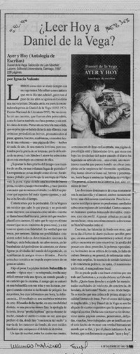 Leer hoy a Daniel de la Vega?  [artículo] Ignacio Valente.