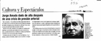 Jorge Amado dado de alta después de una crisis de presión arterial  [artículo].