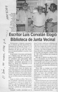 Escritor Luis Corvalán elogió Biblioteca de junta vecinal