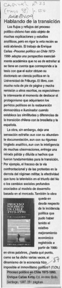 Hablando de la transición  [artículo] T. Ch.
