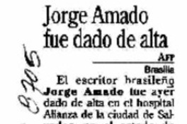 Jorge Amado fue dado de alta  [artículo].