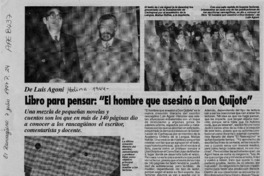 Libro para pensar, "El hombre que asesinó a Don Quijote"  [artículo].