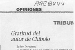Gratitud del autor de Chibolo  [artículo] Luis aguila Schoettge.