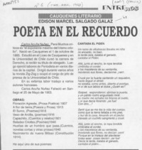 Poeta en el recuerdo  [artículo] Edison Marcel Salgado Galaz.