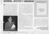 Hambre, apetito y obesidad  [artículo] Carlos Montoya Aguilar.