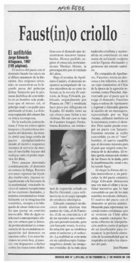 Faust(in)o criollo  [artículo] José Promis.