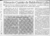 Filmarán cuento de Baldomero Lillo  [artículo].