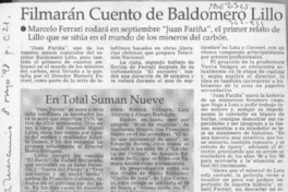 Filmarán cuento de Baldomero Lillo  [artículo].