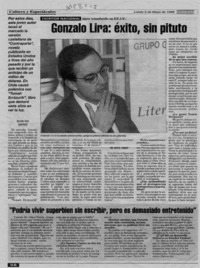 Gonzalo Lira, éxito, sin pituto  [artículo] Marietta Santi.