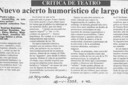 Nuevo acierto humorístico de largo título  [artículo] Pedro Labra.