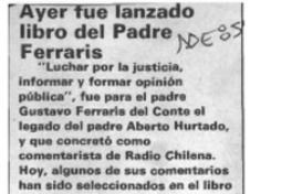 Ayer fue lanzado libro del Padre Ferraris  [artículo].