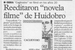 Reeditaron "novela filme" de Huidobro