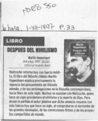 Después del nihilismo  [artículo].
