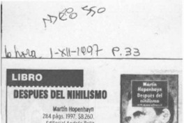 Después del nihilismo  [artículo].