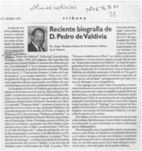 Reciente biografía de D. Pedro de Valdivia  [artículo] Sergio Martínez Baeza.