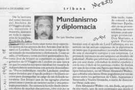 Mundanismo y diplomacia  [artículo] Luis Sánchez Latorre.