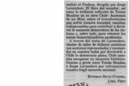 Agradece por libros  [artículo] Esteban Silva Cuadra.