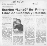Escritor "Lanzó" su primer libro de cuentos y relatos  [artículo] P.G.G.