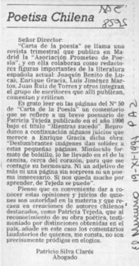 Poetisa chilena  [artículo] Patricio Silva Clarés.