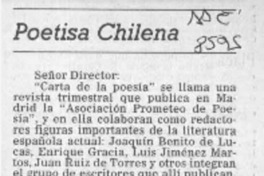 Poetisa chilena  [artículo] Patricio Silva Clarés.