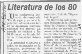 Literatura de los 80  [artículo].