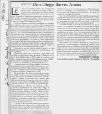 Don Diego Barros Arana  [artículo] Zenón Jorquera Figueroa.