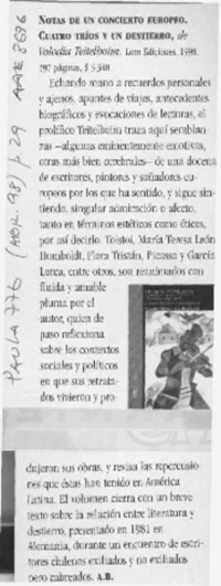 Notas de un concierto europeo  [artículo] A. B.