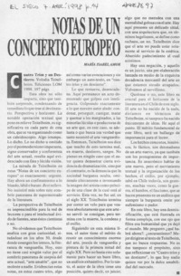 Notas de un concierto europeo  [artículo] María Isabel Amor.