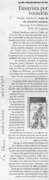 Ensayista por vocación  [artículo] Eduardo Guerrero del Río.