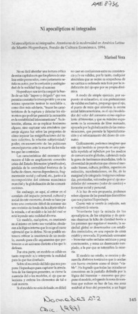 Ni apocalípticos ni integrados  [artículo] Marisol Vera.