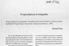 Ni apocalípticos ni integrados  [artículo] Marisol Vera.