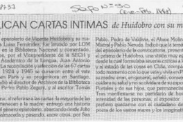 Publican cartas íntimas de Huidobro con su madre