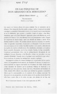 En la exequias de don Armando Roa Rebolledo  [artículo] Alfredo Matus Olivier.