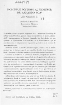 Homenaje póstumo al profesor Dr. Armando Roa  [artículo] Julio Pallavicini G.