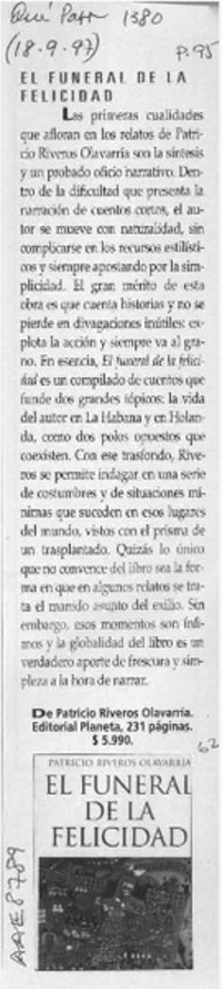El funeral de la felicidad  [artículo].
