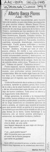 Alberto Baeza Flores  [artículo] Matías Rafide.