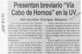 Presentan brevario "Vía Cabo de Hornos" en la UV  [artículo].