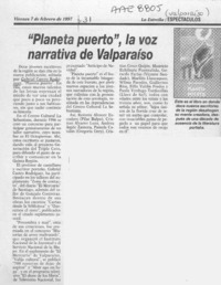 "Planeta puerto", la voz narrativa de Valparaíso  [artículo].