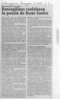 Rancagüinos revivieron la poesía de Oscar Castro  [artículo].