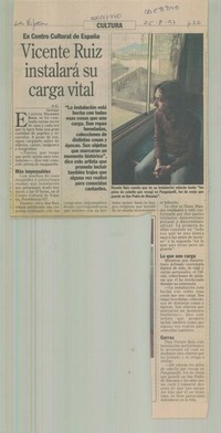 Vicente Ruiz instalará su carga vital