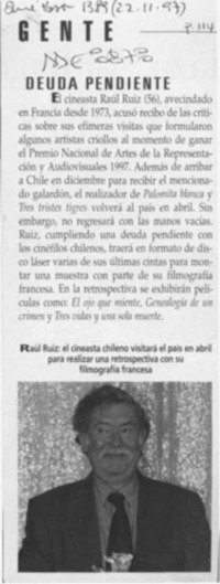 Deuda pendiente  [artículo].