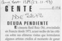 Deuda pendiente  [artículo].