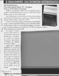 El renacimiento, una invención historiográfica  [artículo] Luis Moulian E.
