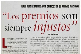 "Los premios son siempre injustos"