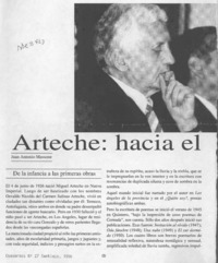 Arteche, hacia el umbral del alba  [artículo] Juan Antonio Massone.