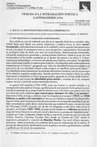 Neruda o la integración poética latinoamericana  [artículo] Luis Rubilar Solís.