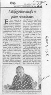 Antofagastino triunfa en países escandinavos  [artículo].